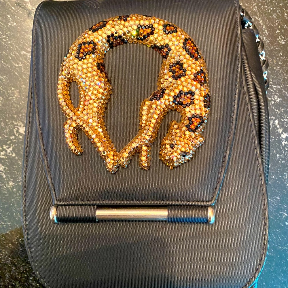 Swarovski crystal Leopard cross body bag